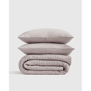Quince Home Silk Pick Stitch Quilt Set 3 Pc Haze Grey Blankets Full/Queen